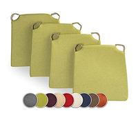 sunnypillow Set di 4 Cuscini per Sedia Cucina - con Chiusura in Velcro - Cuscini per Seduta da Sedia - Per uso Interno ed Esterno - Dimensioni: 42 (davanti) - 35 (dietro) x 40 x 5 cm - Verde