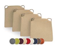 sunnypillow Set di 4 Cuscini per Sedia Cucina - con Chiusura in Velcro - Cuscini per Seduta da Sedia - Per uso Interno ed Esterno - Dimensioni: 42 (davanti) - 35 (dietro) x 40 x 5 cm - Beige