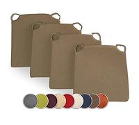 sunnypillow Set di 4 Cuscini per Sedia Cucina - con Chiusura in Velcro - Cuscini per Seduta da Sedia - Per uso Interno ed Esterno - Dimensioni: 42 (davanti) - 35 (dietro) x 40 x 5 cm - Marrone
