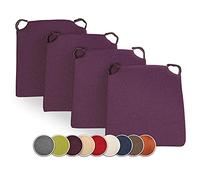 sunnypillow Set di 4 Cuscini per Sedia Cucina - con Chiusura in Velcro - Cuscini per Seduta da Sedia - Per uso Interno ed Esterno - Dimensioni: 42 (davanti) - 35 (dietro) x 40 x 5 cm - Viola