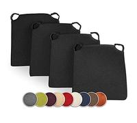 sunnypillow Set di 4 Cuscini per Sedia Cucina - con Chiusura in Velcro - Cuscini per Seduta da Sedia - Per uso Interno ed Esterno - Dimensioni: 42 (davanti) - 35 (dietro) x 40 x 5 cm - Nero