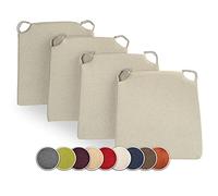 sunnypillow Set di 4 Cuscini per Sedia Cucina - con Chiusura in Velcro - Cuscini per Seduta da Sedia - Per uso Interno ed Esterno - Dimensioni: 42 (davanti) - 35 (dietro) x 40 x 5 cm - Cremoso