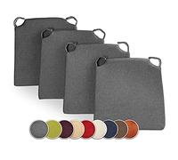 sunnypillow Set di 4 Cuscini per Sedia Cucina - con Chiusura in Velcro - Cuscini per Seduta da Sedia - per Uso Interno ed Esterno - Dimensioni: 42 (Davanti) - 35 (Dietro) x 40 x 5 cm - Antracite