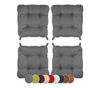 sunnypillow Set di 4 Cuscini per Sedia Cucina - Grigio | con Chiusura in Strappo - Cuscini per Seduta da Sedia - Interno/Esterno - 40 (anteriori) 35 (posteriore) x 40 x 8 cm