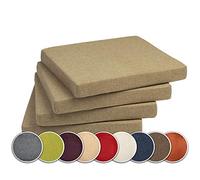 sunnypillow Set di 4 cuscini per sedia/panche in casa e in giardino, diversi colori a scelta, 40 x 40 x 3 cm, color sabbia