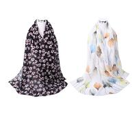 Sunnyshopday 2 pezzi di scialli 160 x 50 cm morbido chiffon sciarpa Lotus collo bianco testa lunga avvolgere sottile verde spiaggia donna hijab cintura vintage scialle da sposa tessuto cravatta in