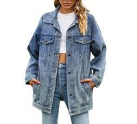 Sunnyuk Giacca Donna Estiva Giubbino Jeans Larghi Comode Giubbino Curvy Leggero Giacchetto Elasticizzato Elegante Giacca Jeans Denim Oversize Giacca Estiva Taglie Forti Corta