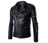Sunnyuk Giacca Moto Uomo Chiodo Metal Pelle Giubbino Slim Fit Vintage Giubbotto Moto Biker Casual Giacche Moto Elegante Leggera Giacca Moto Regular Fit con Protezioni Comode