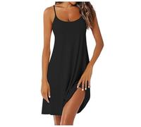 Sunnyuk Sottoveste Seta Donna Sottoveste Estiva Taglie Forti Camicia da Notte Casual Leggero Pigiama Sexy Corta Vestiti per Casa Cotone Senza Maniche Vestaglia Sposa