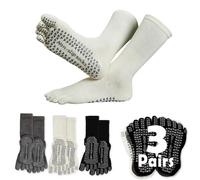 Sunolkie 3 Paia Calzini Antiscivolo con le Dita, Pilates Yoga Antiscivolo Calzini, Di media lunghezza, Assorbe il sudore e traspirante, Sportivi e Casual, Classici