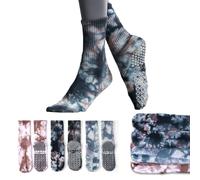 Sunolkie 3 Paia Calzini Antiscivolo Yoga Donna,Calzini Color Nebulosa, Calzini Pilates Antiscivolo,Idee regalo invernali per la tua migliore amica Festa della mamma Compleanno Natale
