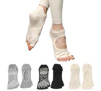 Sunolkie 3 Paia Calzini Yoga Pilates Calzini Antiscivolo, Calzini Fitness Danza Donna, Calzini Yoga Punta Aperta Antiscivolo In Cotone Traspirante