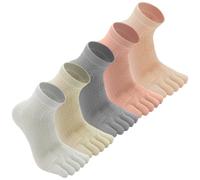 Sunolkie 5 Paia Calzini da Donna in Cotone con Dita Separate, Calzini Classici Sportivi Casual da Donna, Calzini a Cinque Dita Separate in Cotone a Rete Morbida e Traspirante