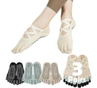 Sunolkie Antiscivolo Pilates Yoga Calze per Donna 5 Dita Calzini Yoga Grip Calzino da Allenamento Impugnature e Cinghie Antiscivolo,3 Paia