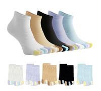 Sunolkie Calze Donna a 5 Dita, 5 Paia Calzini Sportivi Traspiranti in Cotone, Assorbenti e Comodi, Taglia Unica 35-38