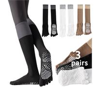 Sunolkie Calzini antiscivolo da donna - 3 paia di calzini antiscivolo a compressione pilates con design a cinque dita per yoga, pilates, danza, fitness, barre e ginnastica, multicolore, Taglia unica