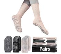 Sunolkie Calzini Antiscivolo Yoga Donna lunghi, Calzini Pilates Antiscivolo, Calzini Yoga, Calze Sportive Antiscivolo,In Calda Spugna Di Cotone Calzini Sportivi lunghi (3 Colori,3 Paia)