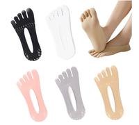 Sunolkie Calzini da donna Five Toe Socks - Calzini invisibili a cinque dita, morbidi e traspiranti, con fodera in pizzo, 5 paia