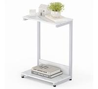 Sunon 114240172 - Tavolo con ripiano a 1 livello, per soggiorno, camera da letto, divano e caffè, struttura in metallo, per casa, ufficio, piccoli spazi, bianco, 114240172, taglia unica