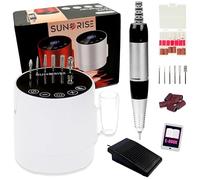 SUNORISE - Fresa per Unghie Professionale - 35000 giri, Sensore Automatico, Display, Tasti Touch, 6 punte - Fresa per Unghie, con Manipolo e Pedale - Fresa Unghie Professionale per Pedicure Elettrico
