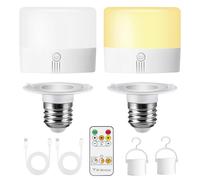 SUNOYA 2 lampadine ricaricabili con telecomando, design magnetico, lampadina a batteria E27, ricaricabile tramite USB, LED dimmerabili, RGB che cambia colore, 5000 mAh