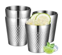 SUNOYA 4 Bicchieri in acciaio inox, 300 ml, tazze in metallo, doppia tazza in acciaio inox impilabile isolata, per campeggio, festa, all'aperto, viaggi, bar, riciclabili
