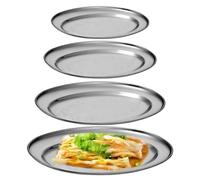 SUNOYA 4 Pezzi Acciaio Inox Vassoio, Vassoio Da Portata, Vassoio In Acciaio Inossidabile, Vassoio Da Portata Ovale In Acciaio Inox Per Posizionare Cibo Gourmet, Vassoi Da Cucina (Argento)
