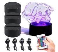 SUNOYA Attacco a LED, 4 pezzi, attacco luminoso 3D con telecomando, luce notturna a LED 3D, 16 colori, base LED regolabile per vetro acrilico, camera da letto, soggiorno, bar, negozio, colore legno (B