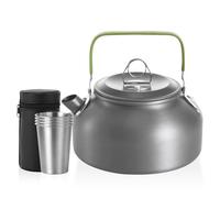 SUNOYA Bollitore da campeggio, bollitore da 0,8 l, con 4 bicchieri in acciaio inox, caffettiera da campeggio, per picnic, escursionismo