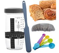 SUNOYA Contenitore Lievito Madre, 650ml Barattolo per Lievito Madre con Spatola, Sourdough Starter Kit, Starter Kit Di Lievito Naturale con Coperchio in Tessuto Cucito per La Fermentazione Del Pane