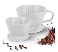 SUNOYA Filtro da caffè in porcellana, 2 pezzi, filtro per caffè a forma di ventaglio, riutilizzabile, filtro a mano, contenitore per filtro del caffè, supporto per filtro del caffè, per casa,