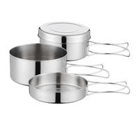 SUNOYA Pentole da Campeggio, Pentola da Campeggio in Acciaio Inox, 4 Pezzi Set Stoviglie Campeggio in Acciaio Inox, Pentola da Campeggio in Acciaio Inossidabile per Picnic, Campeggio, Trekking