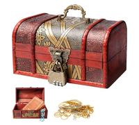 SUNOYA Scrigno del tesoro in legno vintage, scrigno del tesoro con lucchetto a combinazione, stile vintage, per conservare e decorare (19,7 x 11,5 x 11,5 cm)