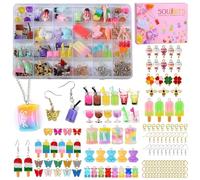 SUNOYA Set di 187 ciondoli a forma di orso, set di orecchini fai da te, con accessori per orecchini, portachiavi, collane fai da te, per la creazione di gioielli