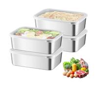 SUNOYA Set di 4 affettatrici per frigorifero, contenitore per alimenti con coperchio, contenitore per affettati fresh, contenitori per alimenti in acciaio inox