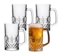 SUNOYA Set di 4 tazze da birra in vetro da 0,5 l con manico, bicchieri da birra, boccale da birra, grande boccale per feste, bar, ristoranti, feste di birra