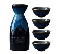 SUNOYA Set di Tazze da Sake,5 Pezzi 300 ML Giapponese Pentola per Sakè,Set di Sake Giapponese,Set Sake Tradizionale per Casa,OLSoggiorno,Sala da tè,Taverne (Ufficio)