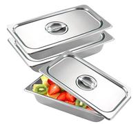 SUNOYA Set per il pane in acciaio inox, contenitore GN 1/3, set da 3 pezzi, panierstrasse, padelle per hotel in acciaio inox, contenitore con coperchio