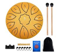 SUNOYA Tamburo a Lingua: 1 Pezzo 6 Pollici 11 Note Tamburo a Lingua in Acciaio, Tamburo Handpan per Principianti, Meditazione e Guarigione Sonora (Oro)