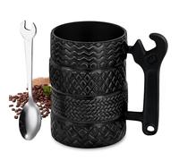 SUNOYA Tazza Pneumatico, 500 Ml, Ceramica, Creativa, Ufficio, Casa, Nero, 12,5 x 8 cm, Riutilizzabile, Pneumatico Design