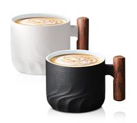 SUNOYA Tazzine Caffè in Porcellana: 2 Pezzi Tazzine Da Caffè, Tazzines Caffes Particolari Con Manici, Tazzines Da Caffès per Espresso, Tazze Cappuccino per Cappuccino, Latte, Tè, Bianco+Nero