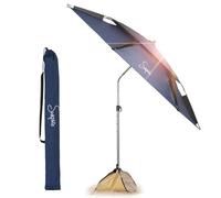 Sunphio Ombrellone da Spiaggia 220 cm Antivento Resistente, Ombrello Mare Portatile Grande, Ombrelloni da Spiaggia Alluminio, Anti UV 50, Parasole Viaggio Telescopico, Robusto e Compatto