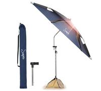 Sunphio Ombrellone da Spiaggia 220 cm Antivento Resistente, Ombrello Mare Portatile Grande, Ombrelloni da Spiaggia Anti UV 50, Parasole Viaggio Telescopico, Robusto e Compatto