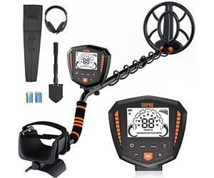 SUNPOW Metal Detector per Adulti e Bambini, Identifica 9 Tipi di Metalli, Profondità di Rilevamento di 10 Pollici, 5 Modalità, Forte Anti-interferenza, Bobina Impermeabile IP68