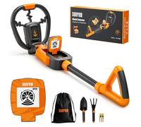 SUNPOW Metal Detector per Bambini - Cercametalli Regolabile 60-70 cm con Bobina Impermeabile e Animazioni LED - Kit Completo con Pala, Rastrello e Borsa - Regalo per Bambini 6-12 Anni - MD20
