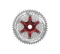 SunRace MX, Ruota Libera 10V Unisex Adulto, Argento/Rosso, 11-46D