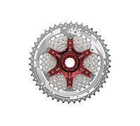 SunRace MX, Ruota Libera 10V Unisex Adulto, Argento/Rosso, 11-46D
