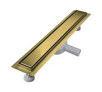 sunrik Canale doccia 60 cm, Oro Canale doccia piastrellato extra piatto, scarico pavimento in acciaio inox Set completo con filtro a sifone a 360°