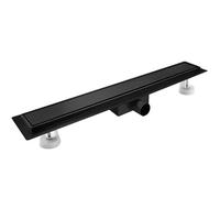 sunrik Canalina per doccia, 40 cm, colore nero, piastrellabile, extra piatta, in acciaio inox, set completo con filtro per capelli a sifone