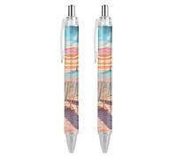 Sunrise at The Beach - Penna a sfera retrattile, inchiostro nero, punta fine da 0,5 mm, forniture per ufficio, 2 pezzi come foto 3